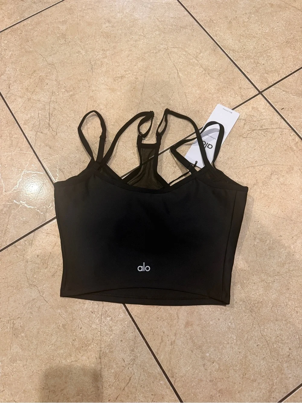 Alo Airlift Double Check Bra Tank in Black